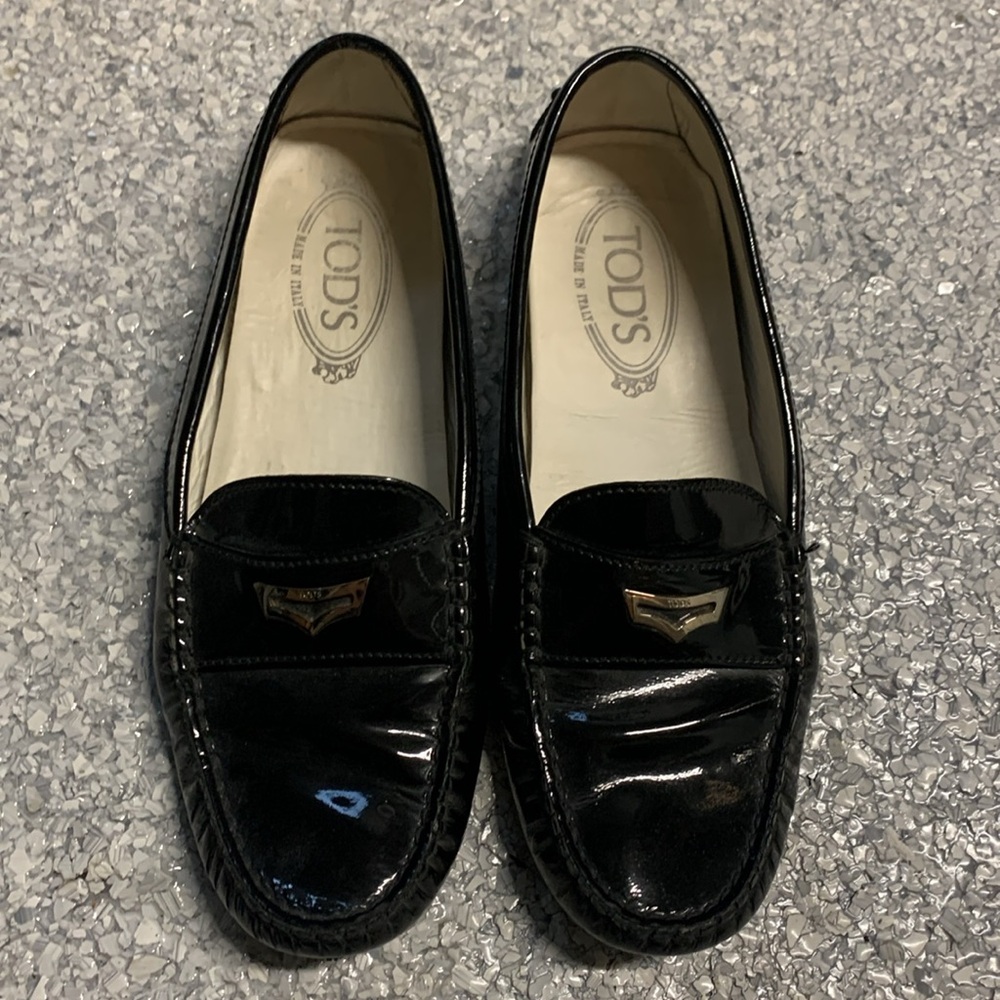 Tod's Black Patent Leather Loafers